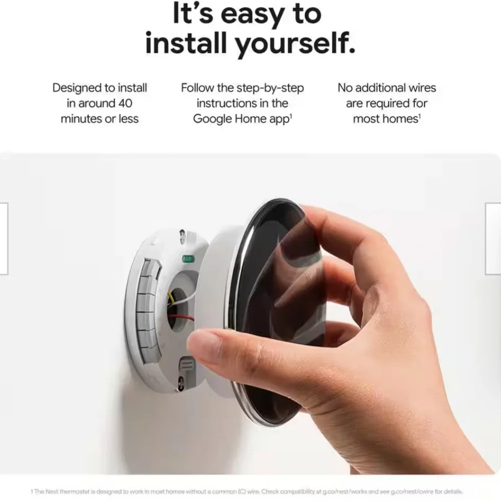 Google Nest Thermostat (Black) with Temperature Sensor